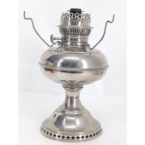 Antique Rayo Nickel Plated Kerosene Oil Lamp Center Draft